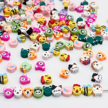 ZSFLZS Mixed Animal Polymer Clay Beads, 200PCS Animal Polymer Beads for Bracelet Making, Piglet Puppy Kitten Rabbit Chick, Clay Bead Charms for Jewelry Making, Necklace, Earring Making - color: animal