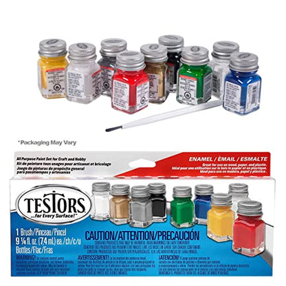 Testors Model Paint and Pixiss Model Accessory Kit - 10 Rich Enamel Paints - Fast Drying - Adheres to Plastic, Paper, Metal - Includes Essential Tools for Gundam, Model Cars, DnD Miniatures
