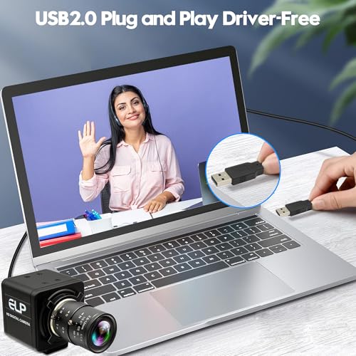 16MP HD USB Camera, 2.8-12mm 4X Optical Manual Zoom CS Mount Lens, High Resolution for Lightburn, OpenCV, Live Streaming & USB Microscope, Plug & Play for Windows, Linux, Jetson Nano