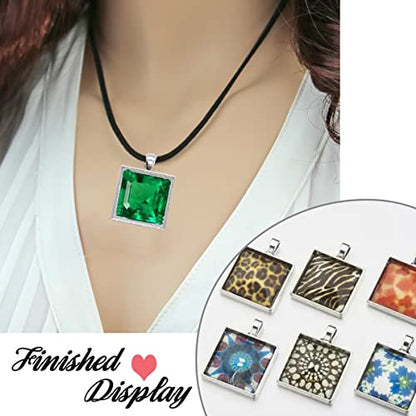 Pendant Trays Kit with Cabochon Glass - color: 7-Square 01
