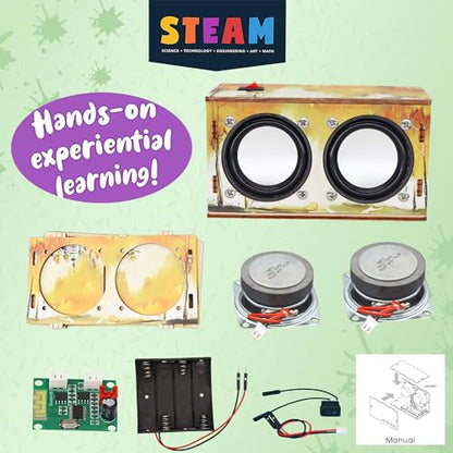 Teen Boy Gifts -DIY Bluetooth Speaker Kit -STEM Science Electronics Project - style: Printed Dual Speakers