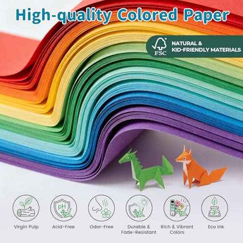 Koogel 250 Sheets Origami Paper Craft Kits, 6"x 6" with Origami Book