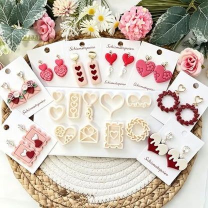 11 Pcs Heart & Love Themed Polymer Clay Cutters Set - Valentine's Day, Wedding & Engagement Clay Cutters for Polymer Clay Jewelry Making, Fit Gift for Wife - color: engaged