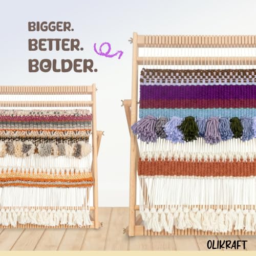 Olikraft Wooden Weaving Loom, Adjustable Stand (Extra Large) - color: Natural Beech, size: Extra Large