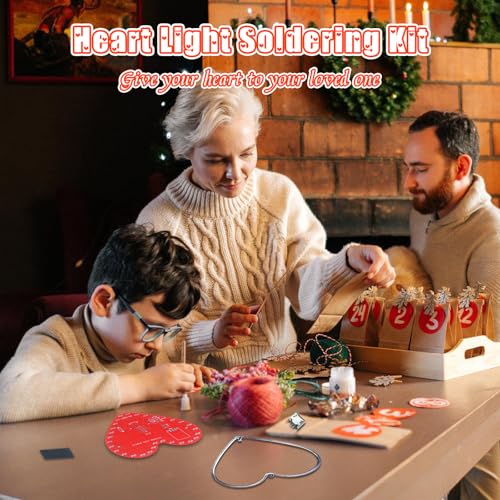 IS ICSTATION Heart Shaped LED Soldering Practice Kit, RGB LED Heart Circuit Soldering Project with Love Filament DIY Electronic Kit for College Solder Education Present for Lover