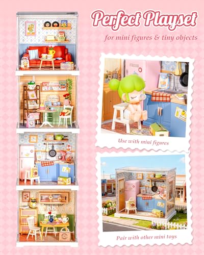 ROBOTIME Super Creator Kits, Miniature Kitchen Kit, DIY Plastic House Building Toy Set, Tiny Kitchen Making Kit Model Craft Hobby Unique Gift (Homely Baking Kitchen) ﻿ - color: Homely Baking Kitchen