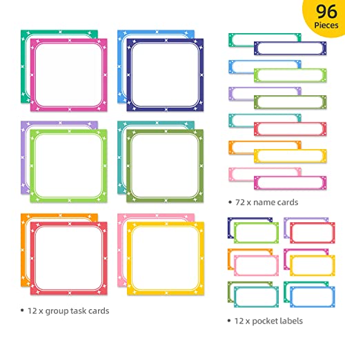 REGELETO Small Group Management Pocket Chart with 96 Cards Classroom Jobs Chart Small Group Organizer and on Task for School Teacher Homeschool Learning Supplies (Black) - size: 48-Pockets