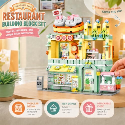 City Street View Building Blocks, Modular Architecture Model - color: Mint