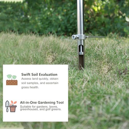 KAXIWEI 20 Inch Soil Sample Probe 304 Stainless Steel, Soil Sampler Probe Tubular with Ejector and Foot Pedal for Soil Sampling Plant Care/Garden/Agriculture/Golf Course/Farm - size: 20 Inch