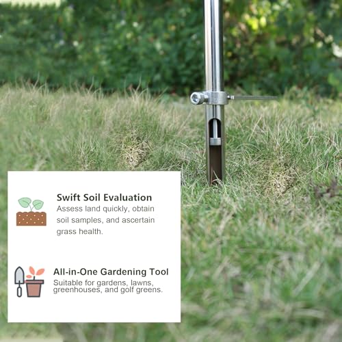 KAXIWEI 40 Inch Soil Sample Probe 304 Stainless Steel, Soil Sampler Probe Tubular with Ejector and Foot Pedal for Soil Sampling Plant Care/Garden/Agriculture/Golf Course/Farm - size: 40 Inch