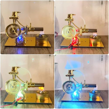 MagicTech Hot Air Stirling Engine Motor Metal Physics Electricity Power Cylinder Education Model JY44 - size: 6.3 x 3.43 x 4.72 Inch