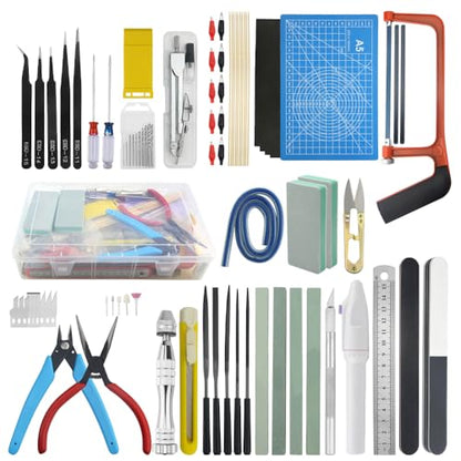 80Pcs Modeler Basic Tools Craft Set Gundam Model Tools Kit Hobby Building Tools for Model Assemble Car Model Building Repairing and Fixing DIY Craft Kit