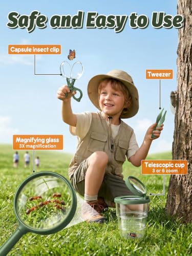 Acoath Microscope for Kids, Bug Catcher, 2.4" IPS Screen Bug Catching Kit - color: Dark Green
