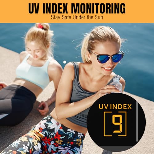 Raddy UV-6 Professional Weather Station with 6" VA Display and Outdoor Sensor, Wireless Indoor Outdoor Temperature & Humidity Monitor, Atomic Clock, UV & Light Index, Wind Speed, Rain Gauge