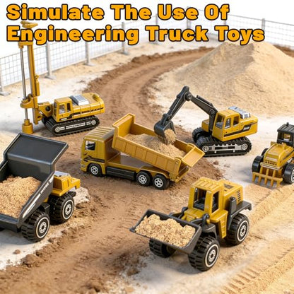 12 Pack Diecast Construction Toys, Mini Alloy Model Toy Cars for Kids 3 4-8 - color: Yellow