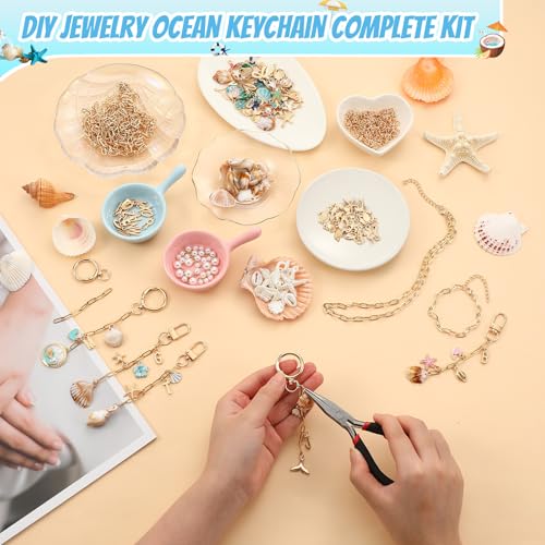 Tudomro 440 Pcs Charms Lip Gloss Keychain DIY Making Kit,Ocean - style: Ocean