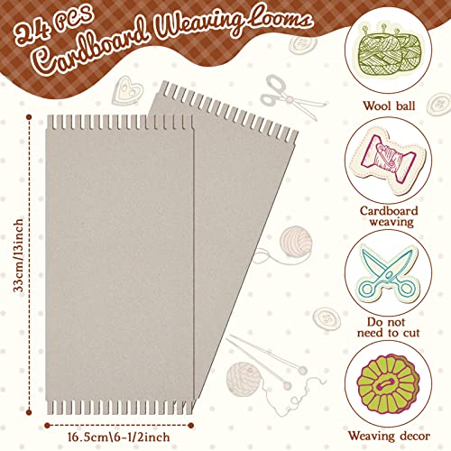 Pajean 24 Pack Cardboard Weaving Looms Weaving Wide Notch Loom Boards Loom for Beginners Knitting Sewing Crochet Basket Jewelry Arts Crafts, 6-1/2 x 13 Inch
