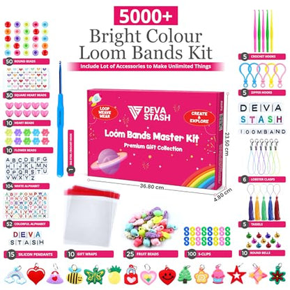 Rubber Band Bracelet kit, Loom Bracelet kit - Rubberband Bracelet Making kit Includes Clips, Charms, Beads - Rubber Bands for Bracelets, Gift for Birthday, Halloween, Xmas (6000 Pack (Master Kit)) - color: 22colors 6000+