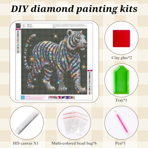BYGFHLYW Tiger 5D Diamond Painting Kit for Adults, Animal Diamond Art Kits - color: KM1225-1