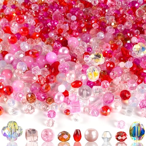 Red Glass Beads Bulk for Jewelry Making, Suncatchers, Crafts Crystal Bead - color: Red, size: 636pcs