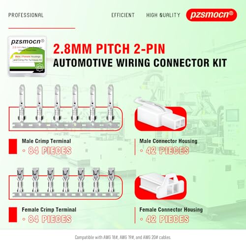 252 Pieces / 42 Sets Automotive Wire Connector 2.8mm 2-Pin Kit - size: 2-Pin, style: 2.8mm Connector