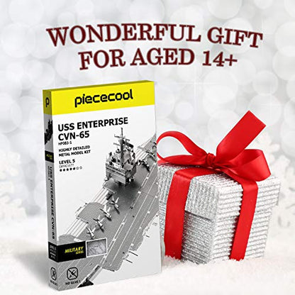 Piececool 3D Metal Puzzles for Adults, USS Enterprise CVN-65 Battleship Model Building Kits, DIY 3D Metal Puzzle Aircraft Carrier Toy for Adults, Great Gifts Idea, 130 Pcs - color: USS Enterprise