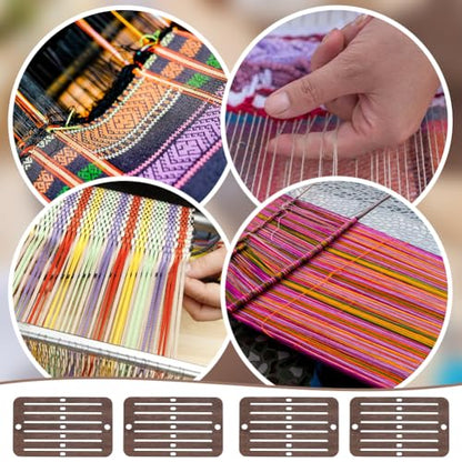 PH PandaHall 12PCS Mini Heddle Loom Wooden Weaving Heddle Loom Darning Loom Weaving Tools for Loom, Backstrap Weaving Loom Scarf Weaving Loom for Crafts Bracelet Bag Belt Strap Beginners Brown - color: Brown