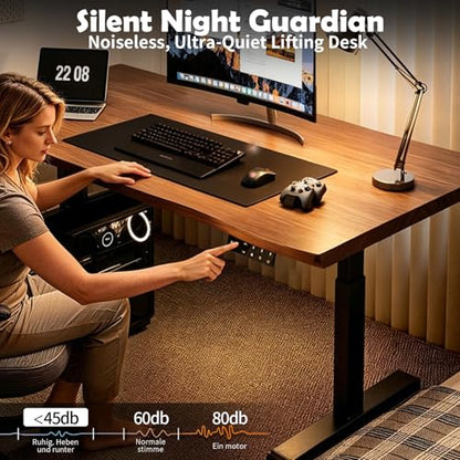 Sihtengxxhongs 47-inch Electric Height-Adjustable Solid Wood Desk, Height Memory Presets, Ergonomic Solid Wood Computer Desk for Home Use, Suitable for Gaming and Home Office Work - size: Adjust-S47