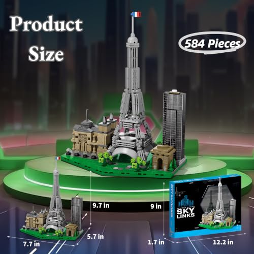 Architecture Paris Skyline Building Set 3D Collection Model, Iconic Eiffel Tower Building Model Home Office Décor, Unique Collectible Gift for Adults Travel or Architecture Enthusiasts - style: Paris Skyline