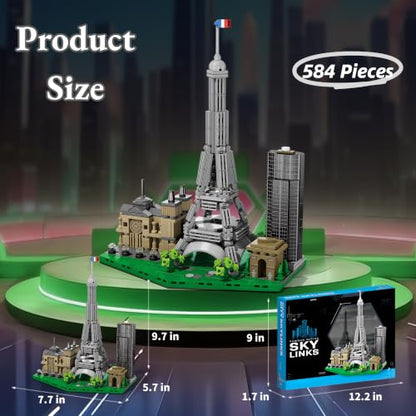 Architecture Paris Skyline Building Set 3D Collection Model, Iconic Eiffel Tower Building Model Home Office Décor, Unique Collectible Gift for Adults Travel or Architecture Enthusiasts - style: Paris Skyline