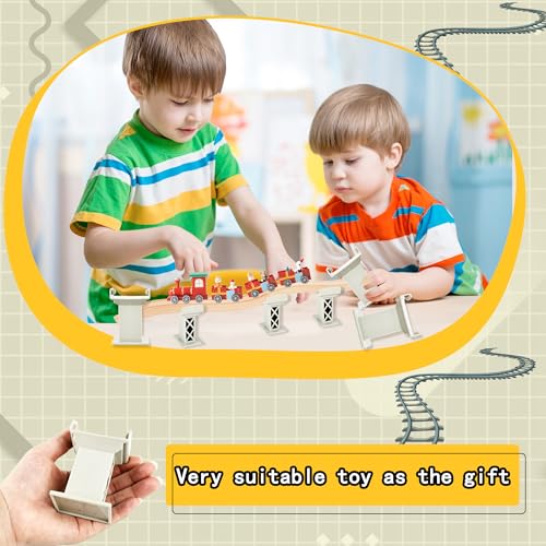 12 Pcs Train Bridge Pier Level Wooden Train Bridges Support Train Bridge Track Riser Accessories Compatible with All Major Train Set, Grey