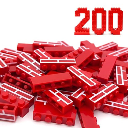 200PCS Classic Wall Building Bricks 1x4 Red Color, Compatible with Lego Part, ABS Material, Creative Building Sets for Home, School & DIY STEM Projects, Construction Toy for Kid Age 6 7 8 9 10 11 12 - color: Red 200pcs