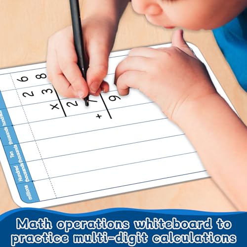 24 Pack Long Division Whiteboard for Kids Teaching Multiplication Double-Sided Cardboard Board Division Chart Portable Math Manipulatives Whiteboard Educational Tools for Students Classroom 12" x 9" - style: Long Division Whiteboard