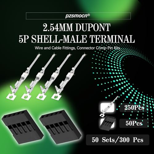 50 Sets / 300 Pieces for Dupont 2.54mm 5Pin Black Male Connector - size: 5-Pin Male, style: Black-Single Row
