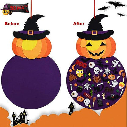THAWAY DIY Halloween Pumpkin Witch Decor, Felt Halloween Crafts for Kids