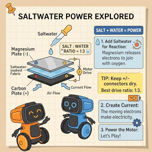 STEM Salt Water Robot Kit, No Battery, DIY,Eco-Friendly,5+（Blue） - color: Blue