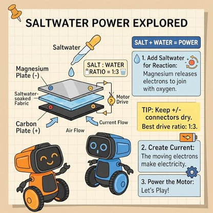 STEM Salt Water Robot Kit, No Battery, DIY,Eco-Friendly,5+（Blue） - color: Blue