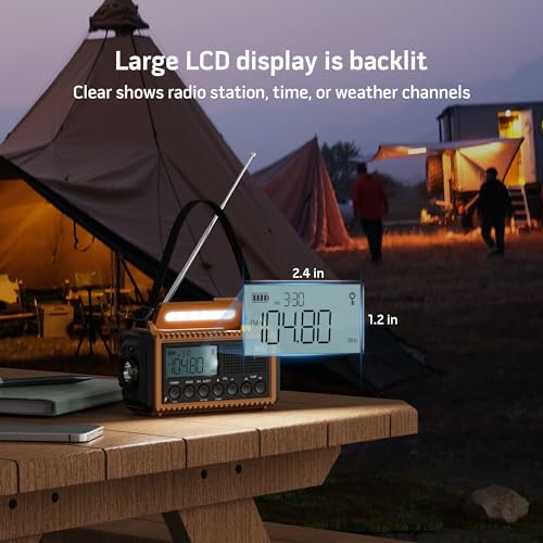 NOAA Weather Alert Radio, 5000mAh Solar Hand Crank Emergency Radio - color: Wax Yellow