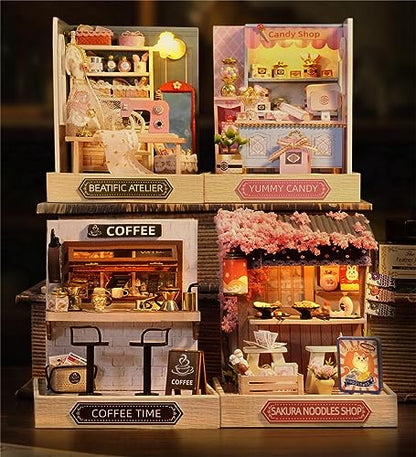 Flever Dollhouse Miniature DIY House Kit Creative Room with Furniture for Romantic Valentine's Gift (Beatific Atelier) - color: Beatific Atelier