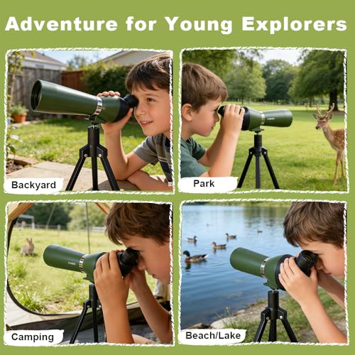 Kids Spotting Scope for Bird Watching, 18X & 36X Beginner Scope for Nature Exploration, STEM Outdoor Gift for Boys & Girls Ages 6-12, Tabletop Tripod, Educational Birthday