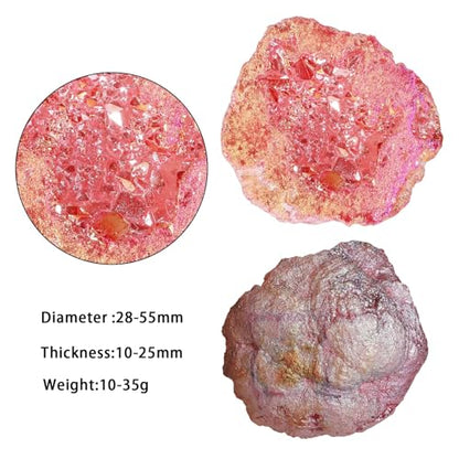 moonsix Pack of 2 Titanium Coated Angel Aura Quartz Geode, Red - color: Red
