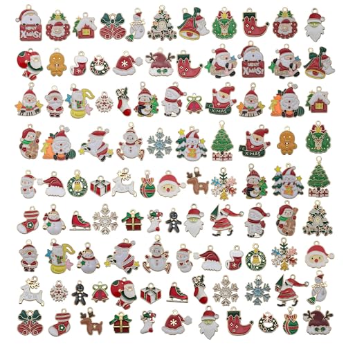 WOCRAFT 100pcs Assorted Enamel Christmas Bracelet Charms for Jewelry Making DIY Necklace Bracelet Keychain Crafting Charms Kit Crafts (SN936) - style: Christmas