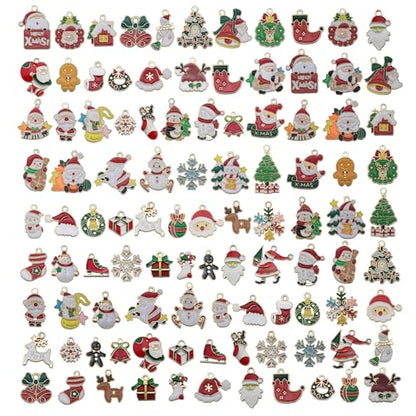 WOCRAFT 100pcs Assorted Enamel Christmas Bracelet Charms for Jewelry Making DIY Necklace Bracelet Keychain Crafting Charms Kit Crafts (SN936) - style: Christmas