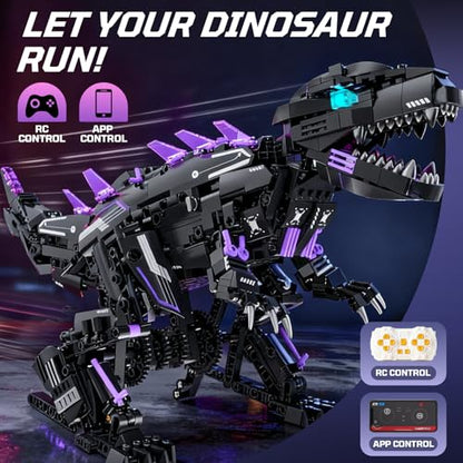 DOLIVE STEM 5 in1 Dinosaurs Building Kits for Kids Ages 8-14, Remote Control and App Controlled Dinosaur Figures Toy, Birthday Gift for 8 9 10 11 12+ Years Old