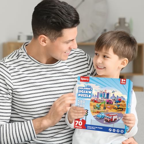 SYNARRY Transportation Floor Puzzle for Kids Ages 3-5, Large 70-Piece - style: Vehicle