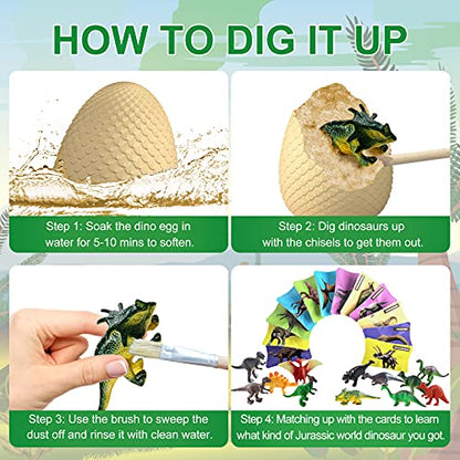 EARTH'SCODE Dinosaur Eggs Excavation Dig Kit, 12 Dino Egg with 12 Cute Unique Dinosaurs Inside Toys for Best Holiday & Birthday Archaeology Science STEM Crafts Gifts for Kids 3-12 Years Old