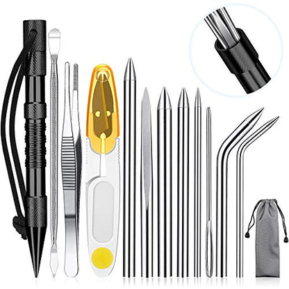 Ferraycle 12 Pcs Paracord FID Knotters Tool Set Stainless Steel, Black - style: Black