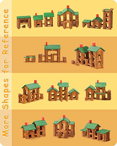 SainSmart Jr. 665 PCS Wooden Log Cabin Set Building House Toy for Toddlers, Classical STEM Construction Kit Compatible with Lincoln Logs for 3+ Kids - style: 665 PCS