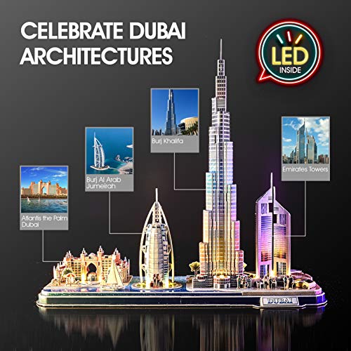 CubicFun 3D Puzzles for Kids Ages 8-10 LED Dubai Cityline - style: LED Dubai Cityline