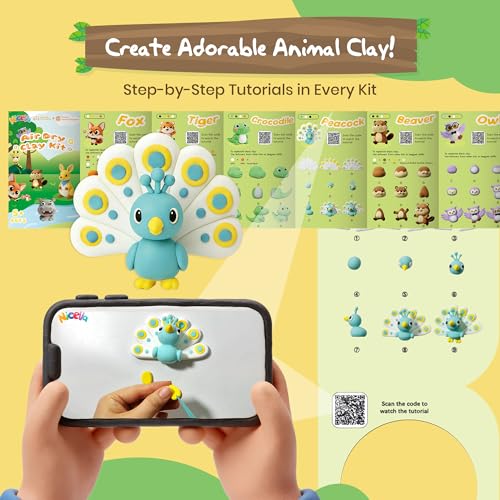 Air Dry Clay Kit, 12 Animals Modeling Clay for Kids, Model Magic Clay with Sculpting Tools, Safe & Non-Toxic, DIY Arts & Crafts School Projects, Home Party Favors (Clay Animals Kingdom kit) - color: Clay animals kingdom kit
